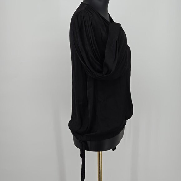 Catherine Malandrino Elegant Black Women's Top Ties At The Hips V Neckline SZ M - Picture 4 of 7